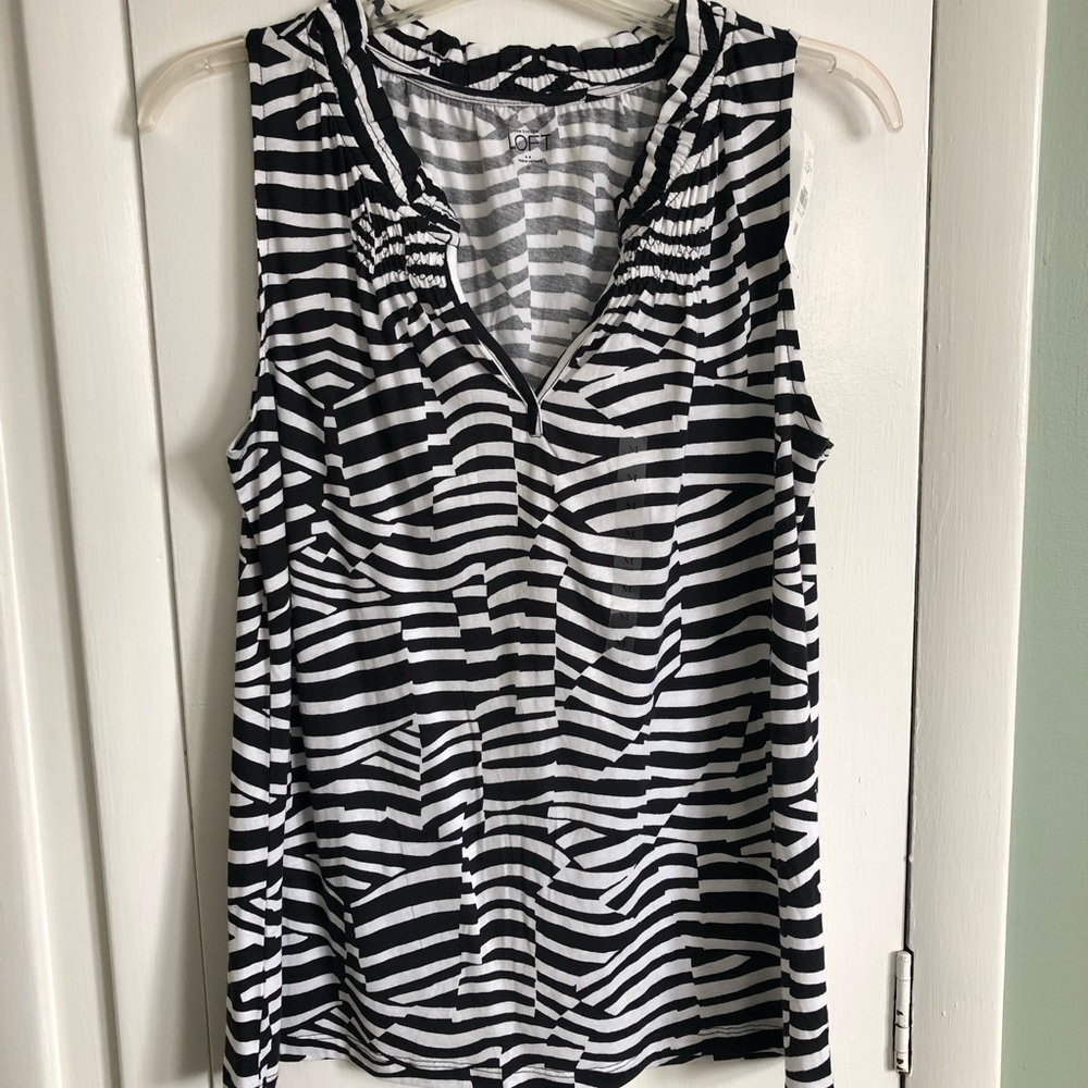 Ann Taylor Loft Black and White Tank Top